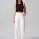 roswear Women's Wide Leg Jeans Casual High Waisted Stretch Baggy Loose Denim Pants (White, M)