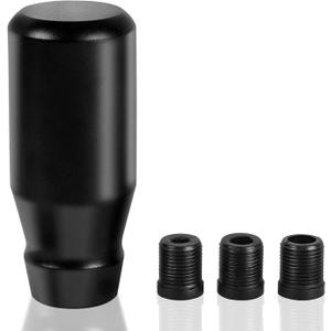 muge racing 80mm/3.15" Car Shift Knob, Aluminum Weighted Automotive Gear Shift Manual knobs Lever with 3 Threaded Adapters M8 M10 M12 x 1.25, Universal for Vehicle (Black)