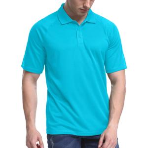 TIHEEN Golf Shirts for Men,Short Sleeve Moisture Wicking Proformance Big & Tall Polo Shirts (Blue)