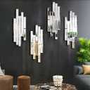 Artisan Set of 4 Silver Beveled Wall Decor Mirrors - 24x8 Inch Each, Creative Combination Design for Modern & Farmhouse Home Decor, Shatter-Resistant Glass with Wood Backing