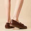 VERDASCO Women's Loafers Comfort Slip-Ons Flat Work Shoes Casual Moccasins Penny Loafers Lady Dress Shoes (7.5 Wide, Chocolate Leather)