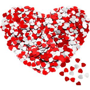 Skylety 3000 PCS Valentine's Day Glitter Heart Confetti Metallic Foil Heart Sequins Confetti for Wedding Engagement Bridal Shower Birthday Home Table Decoration