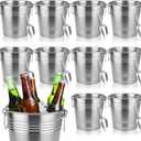 meekoo 10 Set 7.4 QT/ 7 L Ice Bucket with Scoop Bulk, Stainless Steel Champagne Ice Bucket for Parties Insulated Wine Chiller Buckets with Handle to Keep Frozen Longer, Ideal for Cocktail Bar Wine