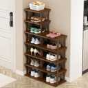 Vertical Shoe Rack - Tall Narrow Shoe Rack Organizer for Small Spaces,5 Tier Bamboo Shoen Shelf for Entryway,Closet,Corner,Doorway,Skinny Shoe Shelf Space Saving Shoe Storage,Free Stackable DIY