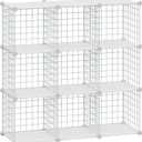 HUBSON Wire Cube Storage Organizer, Book/Toy/Craft/Potted Plants and petCloset Organizers and Storage Shelves, 8-Cube Freely Combinable Metal Grids Storage Shelf,White Plus Iron