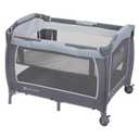 Baby Trend Lil Snooze Deluxe III Nursery Center Playard for Twins, Cozy Grey