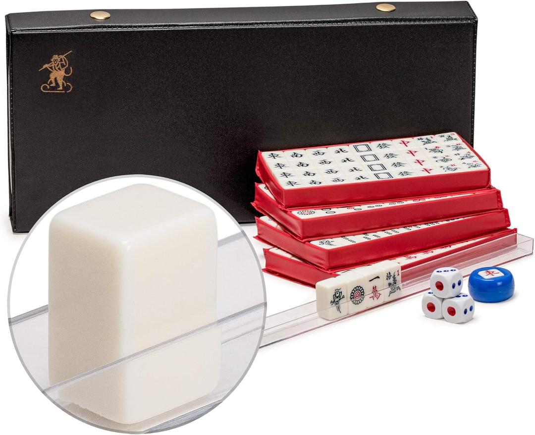 Yellow Mountain Imports Mini Chinese Mahjong Travel Game Set, Little MJ with Extra Small White Tiles