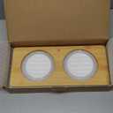 Sunhoo Ceramic Elevated Cat Bowls Raised Puppy Dishes for Food and Water Tilted Wooden Stand for Indoor Cats 5.5 inch Wide Double Dish Orthopedic Reduces Vomiting (Wood Color)