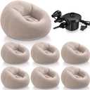 Realspring 6 Pcs Inflatable Bean Bag Chairs for Adults with Electric Air Pump, Blow up Couch Folding Portable Inflatable Couch Lazy Sofa for Outdoor Movie Night Camping(Coffee, 6 Pcs)
