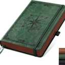 AHGXG Thick Journal Lined Notebook for Men - 320 Numbered Pages A5 College Ruled Notebook for Writing, 100gsm Paper, Vintage Leather Hardcover, for Women Work Office School, 5.75'' X 8.38''- Dark Green