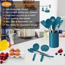 LIANYU 27 PCS Kitchen Utensils Set with Holder, Silicone Cooking Utensils Spatula Set with Stainless Steel Handle, Kitchen Cooking Gadgets Tools for Nonstick Cookware Set, Heat Resistant, Blue