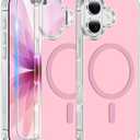 FNTCASE for iPhone 17 Case Clear: Magnetic Phone Cases with Screen Protector Compatible with Magsafe Slim Anti Yellowing Rugged Shockproof Protective Transparent Cell Cover (Pink)