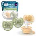Philips Avent Ultra Soft Pacifiers - Orthodontic Design, for Babies 6-18 Months, Flexible Shield, Silicone Symmetrical Nipple, BPA-Free, 2 Sterilizing Cases, 4 Pack, SCF091/52