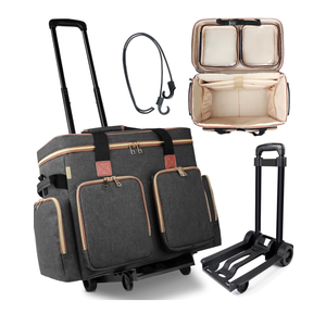 Rolling Teacher Tote Bag with Detachable Trolley, Wheeled Teacher Bag with Padded Laptop Compartment for up to 15.6 Inch, Multifunctional Rolling Briefcase for Teaching& Office (Elegant Gray)