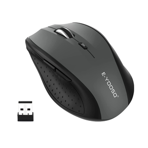 EYOOSO Wireless Mouse for Laptop, Portable Optical Computer Mouse, 6 Buttons, Cordless 2.4GHz with USB Receiver, 5Level 4800 DPI, 18 Months Battery Life, for PC, Chromebook, Windows, Mac(Black)