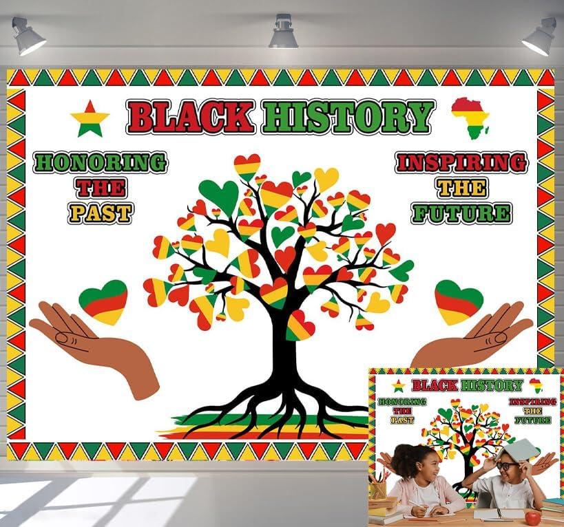 7X5FT Black History Month Photo Backdrop African American Inspirational Wall Celebration Banner Inspiring The Future Honoring The Past Black History Classroom Bulletin Board Decorations