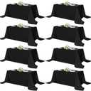 sancua Black Tablecloths for 6 Foot Rectangle Tables, 8 Pack 90x132 Inch Rectangular - Washable Polyester Fabric Table Cloth, Reusable Table Covers for Wedding Party, Birthday, Banquet Reception