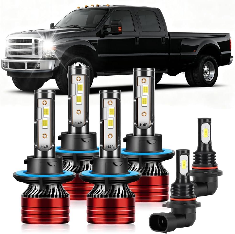 CHUANGYOU Light Bulbs Compatible for 2005-2022 Ford F250/F350/F450/F550 Super Duty 9008 H13 High Beam 9008 H13 Low Beam 9140 Fog Light Combo Pack 800% Brightness with Cooling Fan Plug N Play Pack of 6