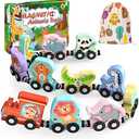 Zeoddler Toys for Toddlers, 11 Magnetic Wooden Animals Train Set, Montessori Toys for Toddlers, Preschool Learning Activities for Kids, Birthday Gifts for Boys, Girls