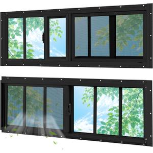 Shed Windows 2 Pack Chicken Coop Windows 12" x 35" Black