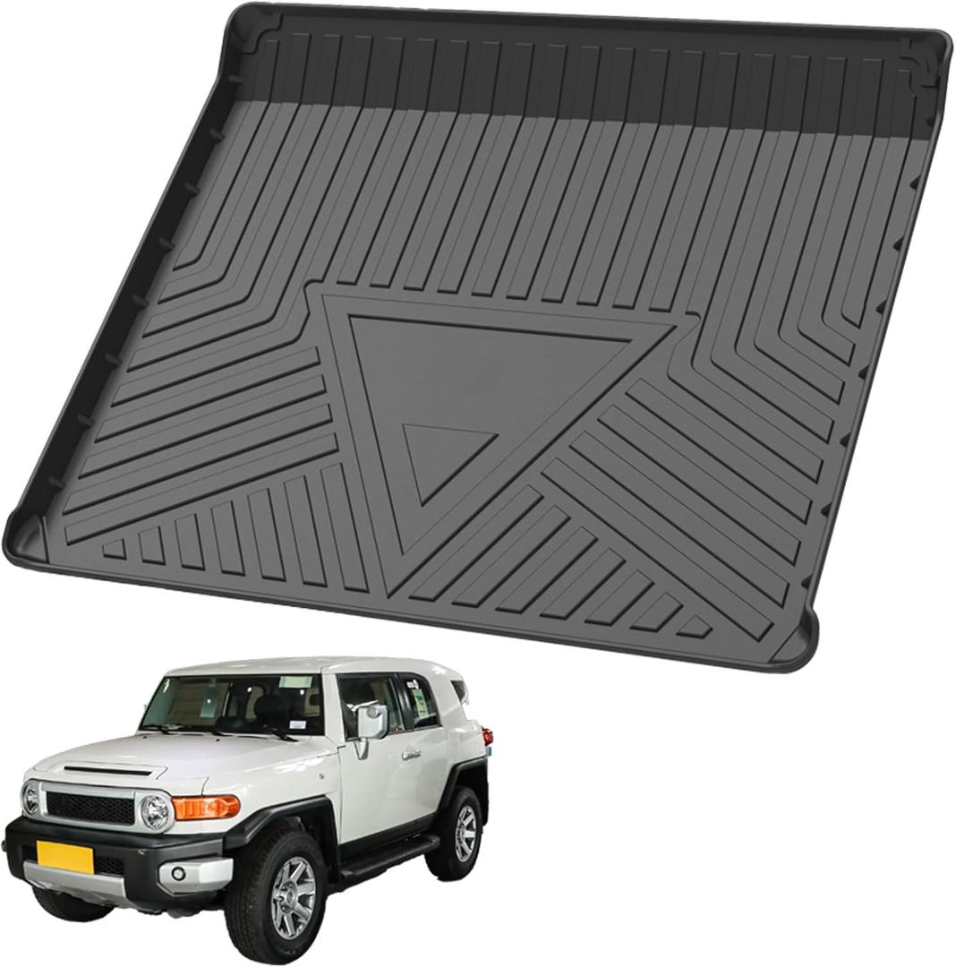 Custom Fit for Cargo Liner Toyota FJ Cruiser 2007-2014 - Black TPE All Weather Heavy Duty Waterproof Rear Cargo Tray Trunk Floor Mat Protector