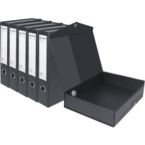HUA JIE A4 Storage File Boxes Plastic Archives Cases, PVC File Folder Organizer Document Storage Filing Box for office,32.56.524 cm, Black(Pack of 6) (Black without clip) HUA JIE A4 Storage File Boxes Plastic Archives Cases, PVC File Folder Organizer Document Storage Filing Box for office,32.56.524 cm, Black(Pack of 6) (Black without clip)