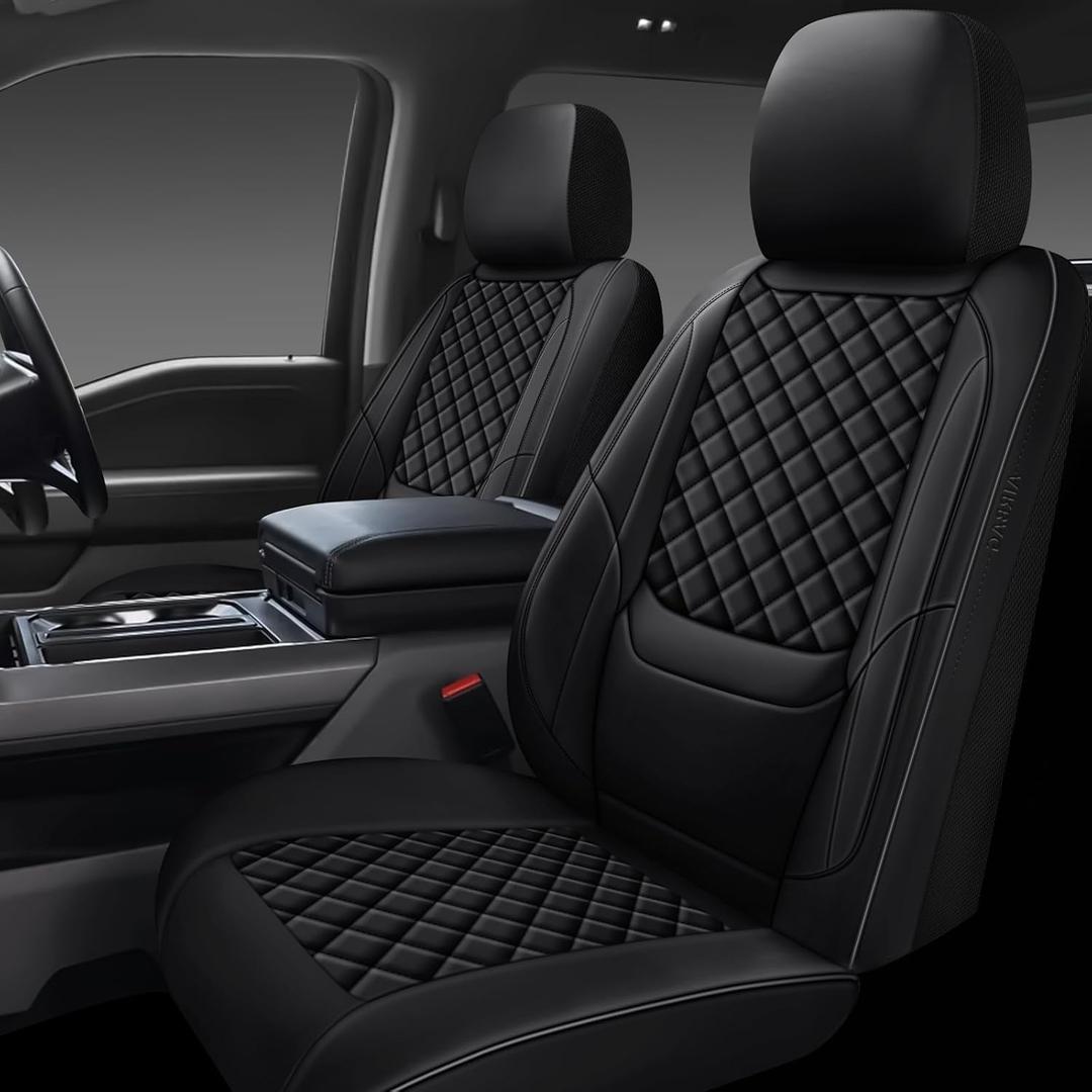 Full Coverage Leather Car Seat Covers Front Pair,Waterproof Seat Covers for Cars,SUVs Trucks, Car Seat Cushion,Car Seat Protector with 2 Seats