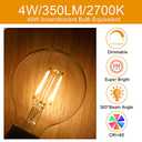 ENERGETIC SMARTER LIGHTING Dimmable LED Edison Light Bulb, G25 (G80) Globe Shape, Clear Glass, 40 Watt Equivalent, 2700K Soft White, Christmas Light, E26 Standard Base, UL Listed, 6-Pack