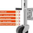 Trailer Jack with 6" Dual Wheel, 2000 LBS, 12" Lift, Heavy Duty Swivel Boat Trailer Jack Foot Stand for RV Boat Utility