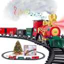Kids Train Set, Christmas Train Set for Under The Trees, Electric Train Toys for Boys Girls with Steam Locomotive, Passenger Cars, Cargo Cars, Sounds & Lights, for 3-8 Years 