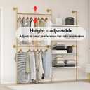 Industrial Pipe Clothing Rack Wall Mounted Heavy Duty, Space Saving Garment Hanger System for Wardrobe/Walk-in Closet, Gold