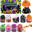 Blosssound Halloween Putty Toys Advent Calendar 2025 Halloween Countdown Goodie Bag Stuffers Fillers Gifts for Kids Party Favors with 8 Pack Butter Putty Toys Charms Add Ins Holiday Prizes Trinkets