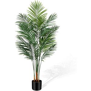Artificial Palm Tree Outdorr 5ft, Large Fake Tropical Areca Palm Tree with 13 Trunks, Tall Faux Floor Plants for Indoor-Living Rooms, Offices, Bedroom Home Decor