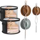 2 Pack Oversized Clear Hat Storage Bag, Holds up to 7 Caps Cowboy Hat Organizer for Closet, Wide Brims Hat Case with Carrying Handles and 1 Macrame Hat Hanger, Hat Box Storage for Women & Men (Grey)