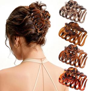 4 PCS 3.8" Octopus Hair Claw Clips, Large Tortoise Shell Claw Clips for Women Girls, Strong Grip for Thick Hair, Hair Accessories for Girls Gifts
