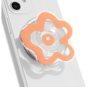 OnTheGrip Cute Transparent Daisy Flower Shape Design Mobile Phone Grip Compatible with Magsafe Multi Functional Collapsible Stand Holder for Smartphone Tablet Cell Phone Accessory (Coral)