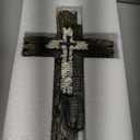 Taprion Modern Rustic Wall Cross Christian Cross Wall Decor - Brown Wood Tones Wall Art for Home Decor (13"L x 8"W)