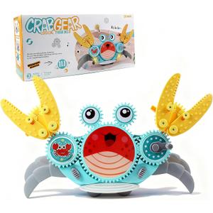 Crawling Crab Gear Set Toy - Tummy Time Musical Crab Toys Stacking & Building Blocks Educational STEM Game for Toddlers & Kids 3-5, 1 2 3 Yr Old Birthday Gift Christmas Stuff for 0-36 Month Boys Girls