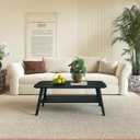 LUCKIIA Coffee Table Small Solid Wood Center Table Mid Century Vintage Living Room Coffee Table, Walnut 47.24 Inch