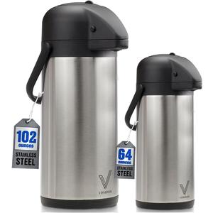 (102 Oz) Airpot Coffee Dispenser with Pump, Insulated Thermal Coffee Carafe - Stainless Steel Hot Beverage Dispenser - Thermos Urn for Hot/Cold Water, Drink Dispenser for Parties