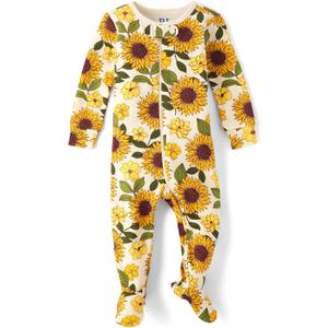 The Children's Place Baby Girls' And Toddler Long Sleeve 100% Cotton Zip-front One Piece Footed Pajama (3T)