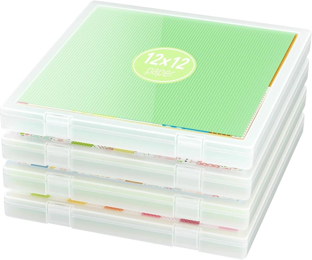 iBune 4 Pack 12x12 Scrapbook Paper Storage, Plastic Storage Organizers Craft Storage Box, Art Supply Puzzle Storage Box, Inner Size 12.2 x 12.2 x 0.85 in iBune 4 Pack 12x12 Scrapbook Paper Storage, Plastic Storage Organizers Craft Storage Box, Art Supply Puzzle Storage Box, Inner Size 12.2 x 12.2 x 0.85 in