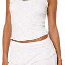 XBTCLXEBCO Women Sexy 2 Piece Pajama Set Sleeveless Lace Trim Crop Cami Top and Shorts Pj Set Y2K Sleepwear Lounge Outfits