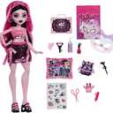 Monster High Self-Scare Secrets Draculaura Doll and Accessories Set with 13 Realistic Surprises Like Working Face Roller and Customizable Mood Board