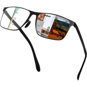 UXAOSVME Progressive Multifocus Reading Glasses Anti Blue Light Photochromic/ Bifocal Reading Glasses for men UV Protection (Multifocal-Black, 3.0, x)