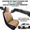 RAV4 Seat Covers - Custom Fit Seat Covers for Toyota RAV4 2019-2025 LE XLE Limited XLE Premium Gas - Leather RAV 4 Seat Cover Full Set Waterproof Breathable Comfortable Easy - Black and Beige