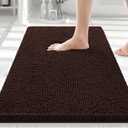 Smiry Luxury Chenille Bathroom Rugs 30x20, Extra Soft and Absorbent Shaggy Bath Mat, Machine Washable, Non-Slip Plush Carpet Runner for Tub, Shower, and Floor, Home Decor Accessories, Brown