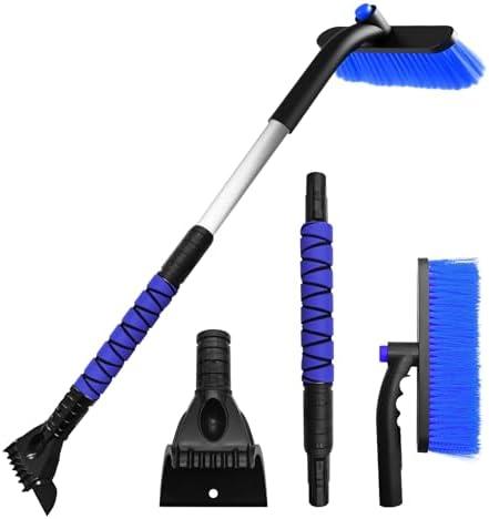 Surosha Snow Brush with Ice Scraper, Ice Scrapers, Car Windshieldand Extendable Snow Brush with Foam Grip and 360° Pivoting Brush Head, Detachable Snow Scrapers & Ergonomic Foam Grip for Cars (Blue)