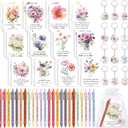 Mooliwe 72 Pcs/24 Set Positive Affirmation Gift Set Gratitude Notebooks with Pens Acrylic Keychains Small Bags Motivational Notepads for Women Coworkers Christmas Adults Party Favors (Watercolor)