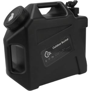 12L Water Containers, Large Capacity Portable Emergency Water Tank Removable Spigot, Drinking Storage Bucket with Valve for Outdoor Home (Black)